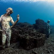 Snorkelling underwater at Marine Park of Baia